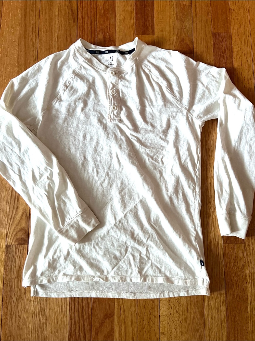 GAP Men's White Long-Sleeve Henley Top